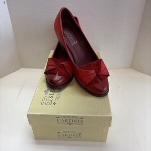 Women’s Spring Step L’ Artiste Red Leather Nella  Heels Shoes Sz 38 GS1